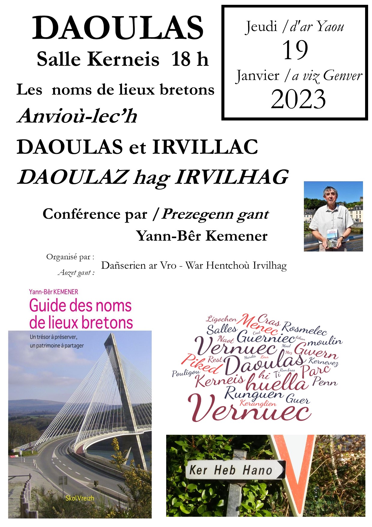 Affiche conférence YBK-1 Conférence sur les noms de lieux bretons